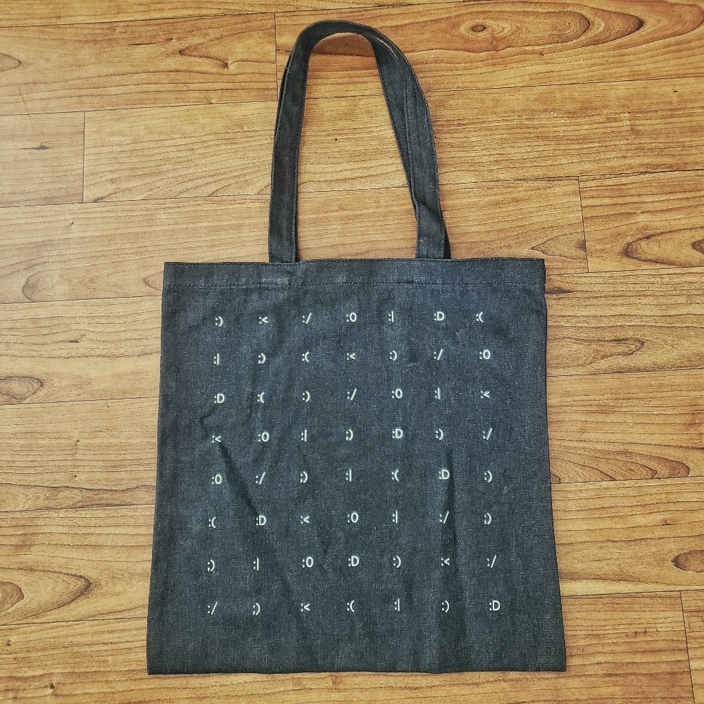 Madewell black denim emoji *smiley* tote bag